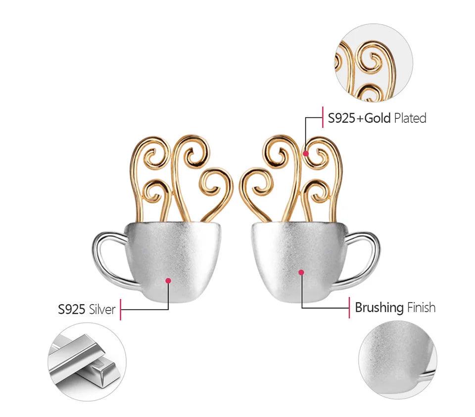 Boucles d'oreilles matin délicat | Argent 925 détails plaqué Or 18K