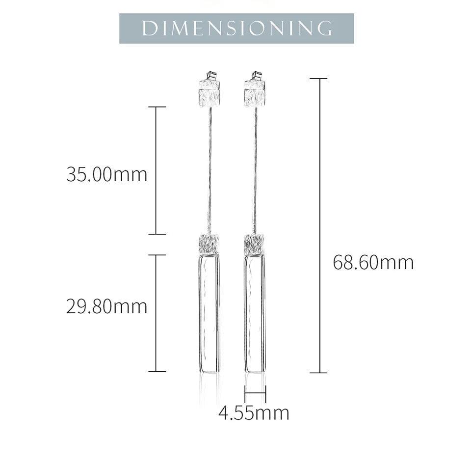 Boucles d'oreilles minimalistes rectangles | Argent 925 pierre serpentine