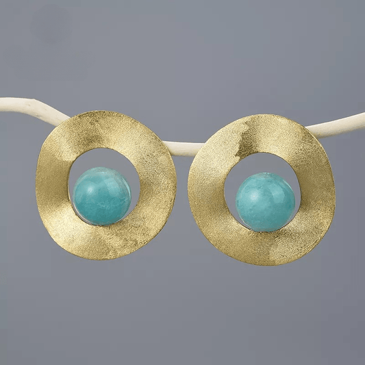 Boucles d'oreilles minimalistes rondes | Argent 925 détails plaqué Or 18K