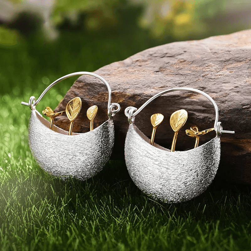 Boucles d'oreilles my little garden | Argent 925 détails plaqué Or 18K