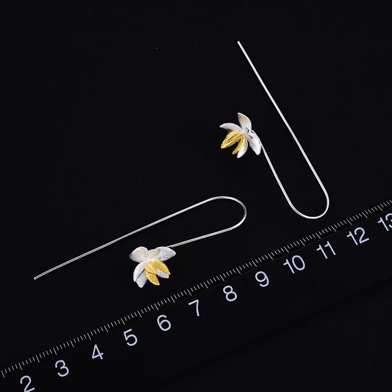 Boucles d'oreilles orchidée sauvage | Argent 925 détails plaqué Or 18k