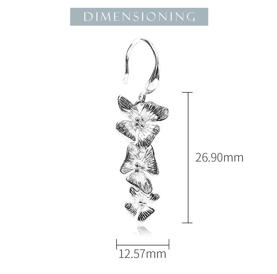 Boucles d'oreilles orchidées pendantes | Argent 925 détails plaqué Or 18K