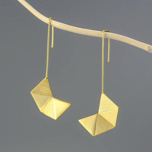 Boucles d'oreilles origami art | Argent 925 détails plaqué Or 18K