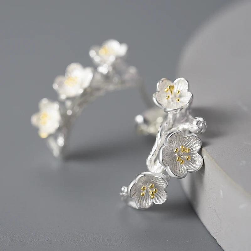 Boucles d'oreilles printemps fleuri | Argent 925 détails plaqué Or 18K