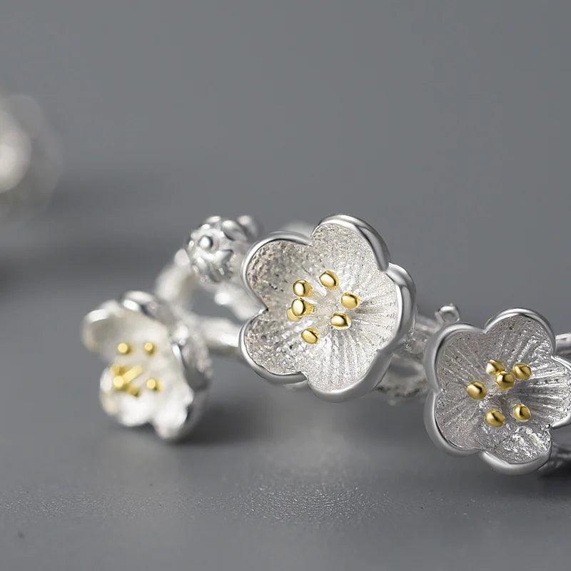 Boucles d'oreilles printemps fleuri | Argent 925 détails plaqué Or 18K