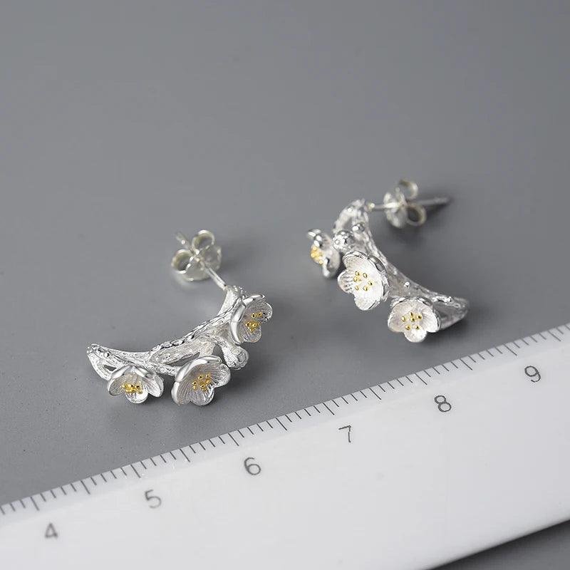 Boucles d'oreilles printemps fleuri | Argent 925 détails plaqué Or 18K