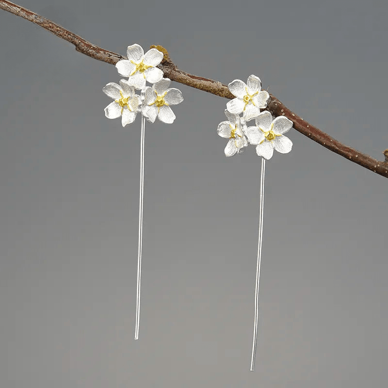 Boucles d'oreilles saison fleurie | Argent 925 détails plaqué Or 18K