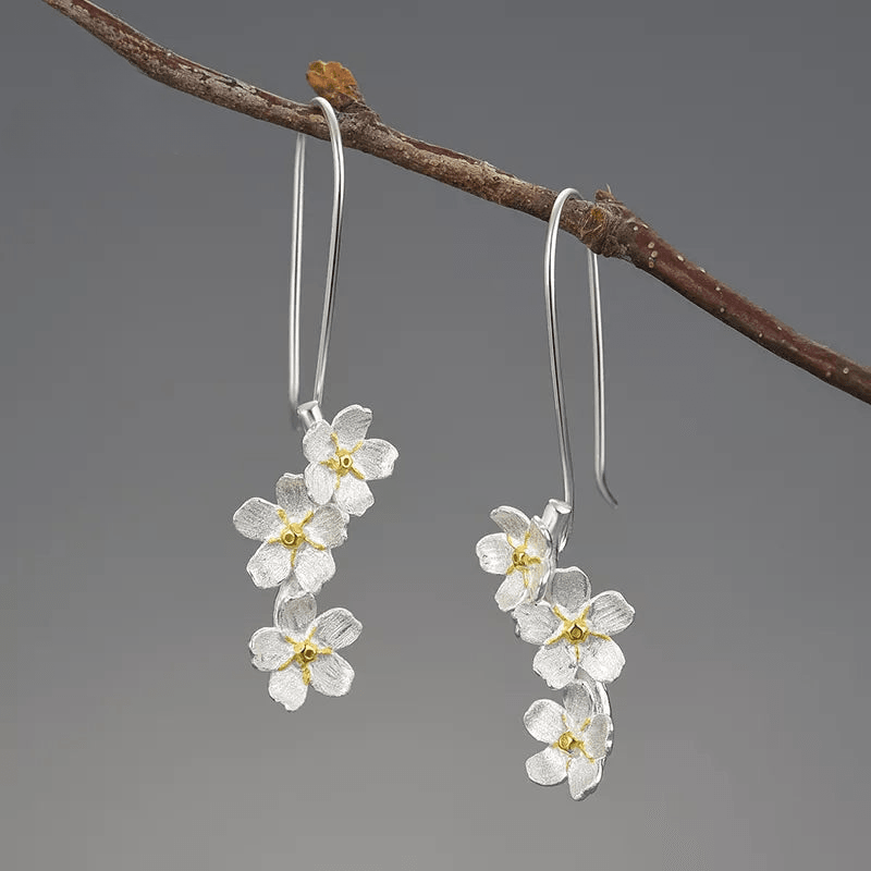 Boucles d'oreilles saison fleurie | Argent 925 détails plaqué Or 18K