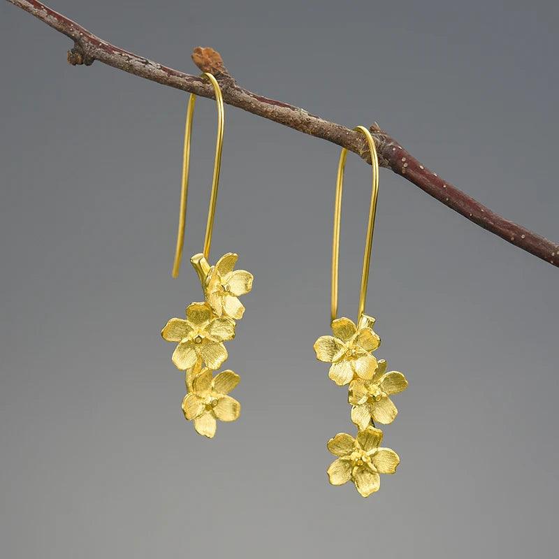 Boucles d'oreilles saison fleurie | Argent 925 détails plaqué Or 18K