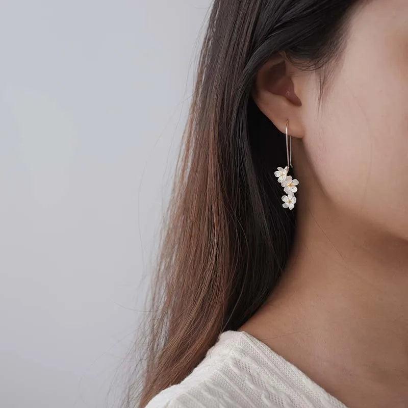 Boucles d'oreilles saison fleurie | Argent 925 détails plaqué Or 18K