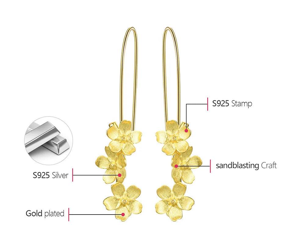 Boucles d'oreilles saison fleurie | Argent 925 détails plaqué Or 18K