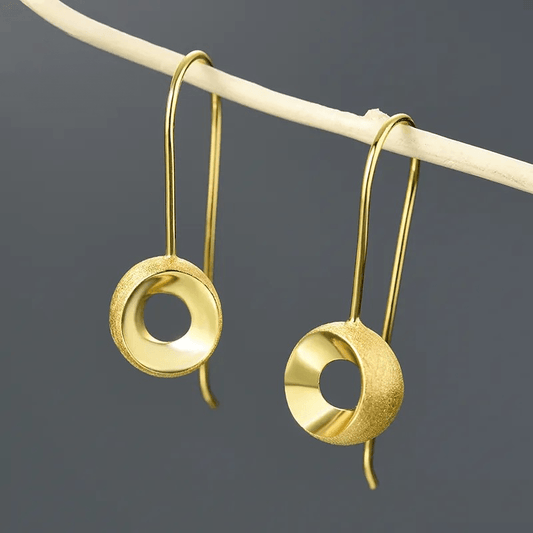 Boucles d'oreilles stéréoscopiques | Argent 925 détails plaqué Or 18K