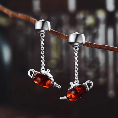 Boucles d'oreilles tea time | Argent 925 pierre Ambre