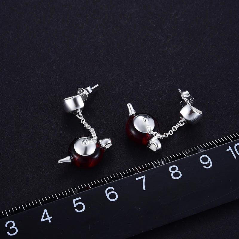 Boucles d'oreilles tea time | Argent 925 pierre Ambre