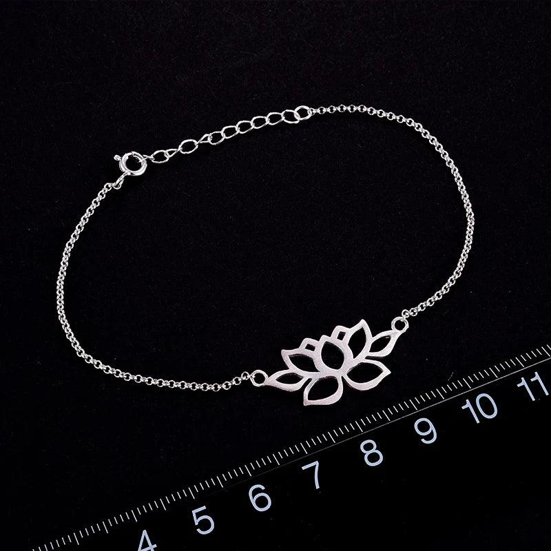 Bracelet ajustable fleur de lotus | Argent 925 détails plaqué Or 18K