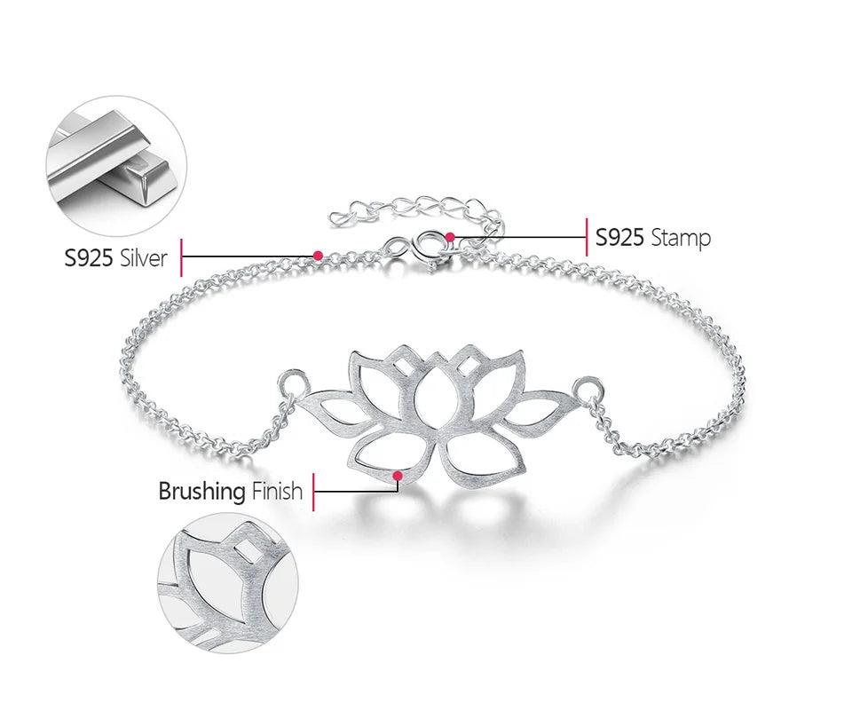 Bracelet ajustable fleur de lotus | Argent 925 détails plaqué Or 18K