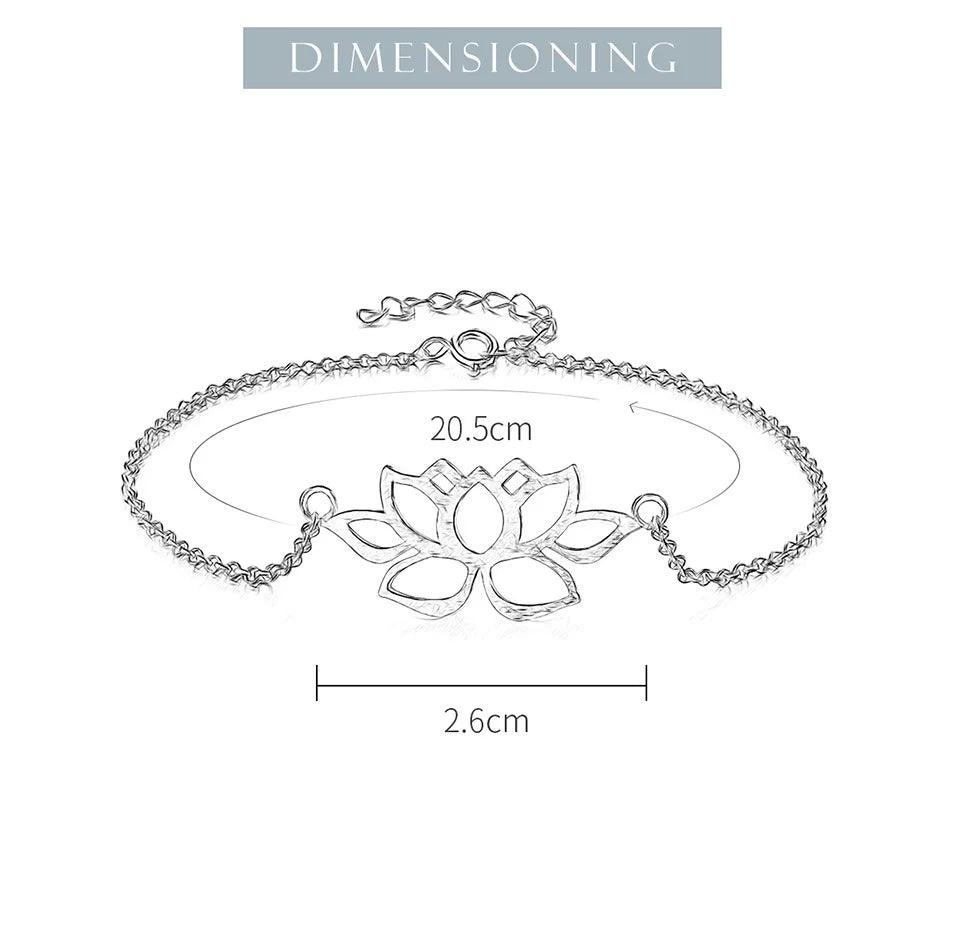 Bracelet ajustable fleur de lotus | Argent 925 détails plaqué Or 18K