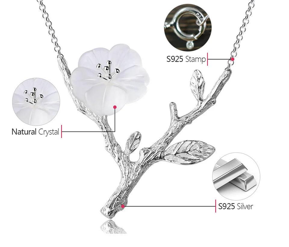 Collier fleur de pluie | Argent 925 détail cristal naturel