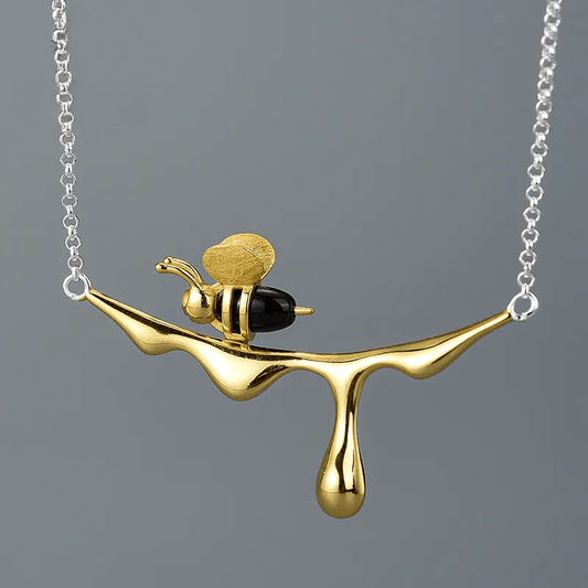 Collier Honey Bee | Argent 925 détails plaqué Or 18K