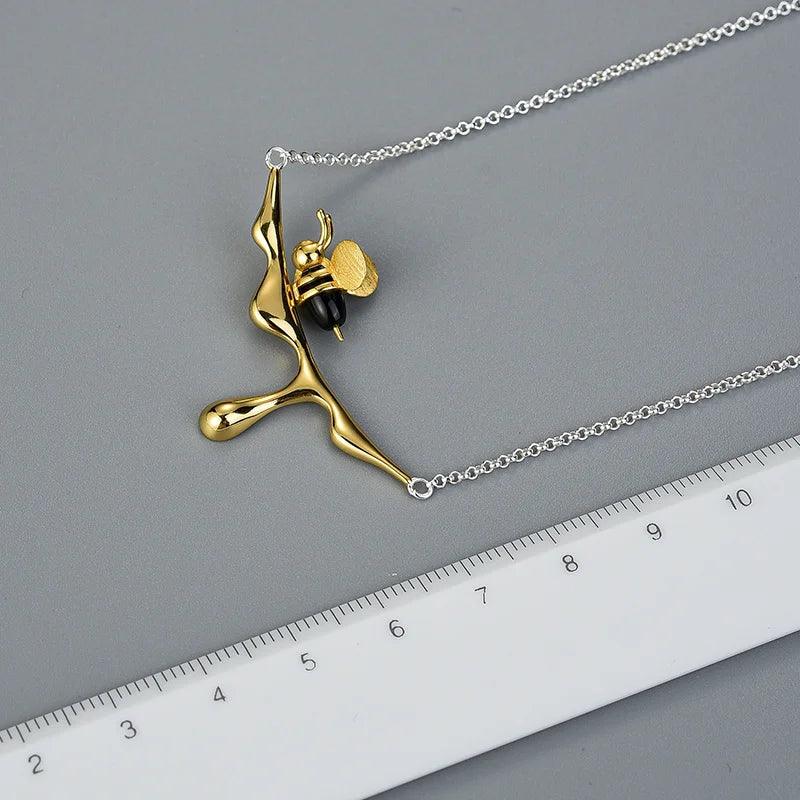 Collier Honey Bee | Argent 925 détails plaqué Or 18K