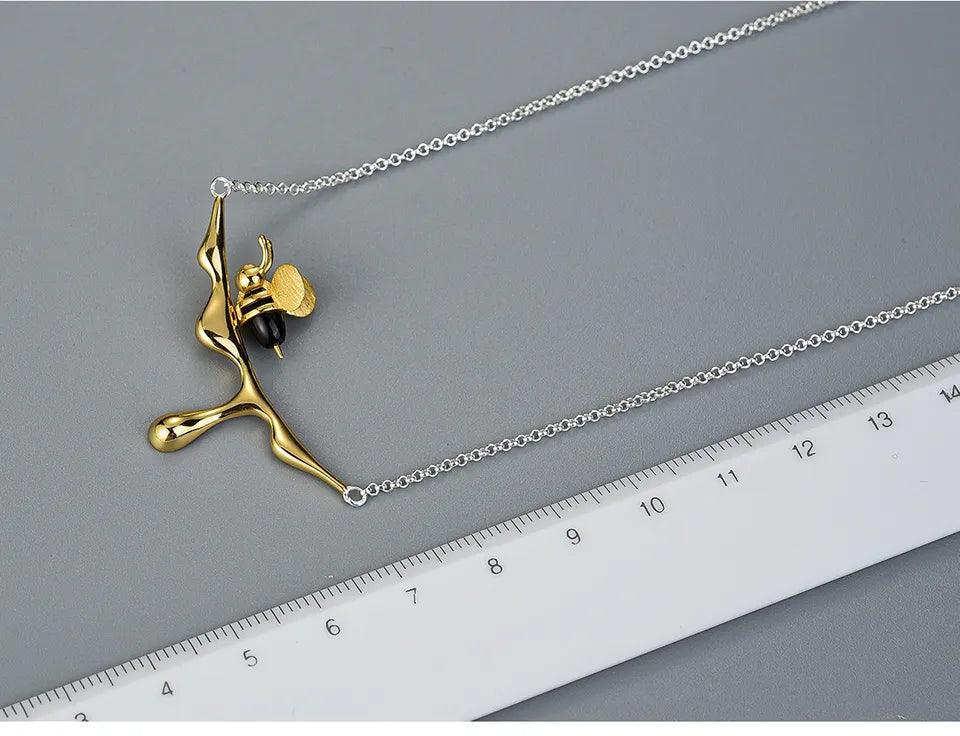 Collier Honey Bee | Argent 925 détails plaqué Or 18K