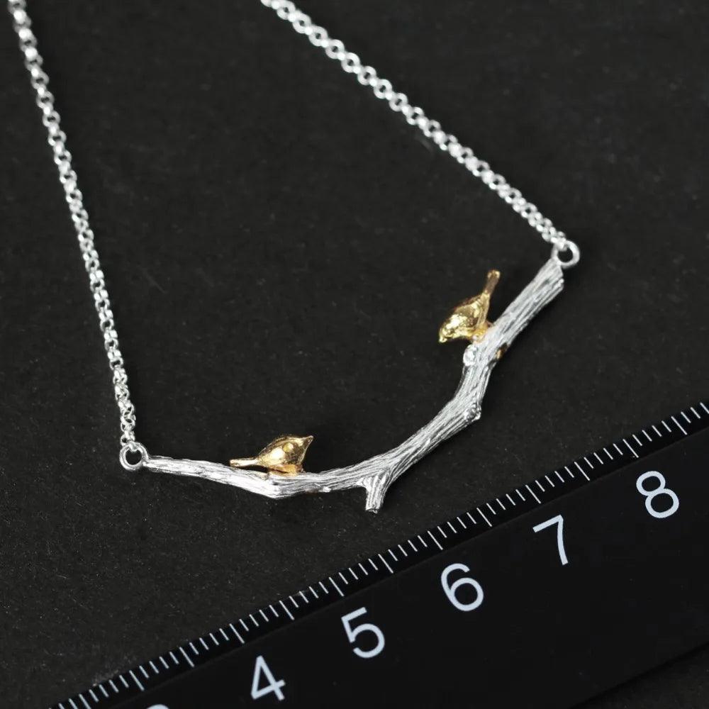 Collier oiseaux printaniers | Argent 925 détails plaqué Or 18K