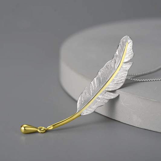 Collier plume gracieuse | Argent 925 détails plaqué Or 18k