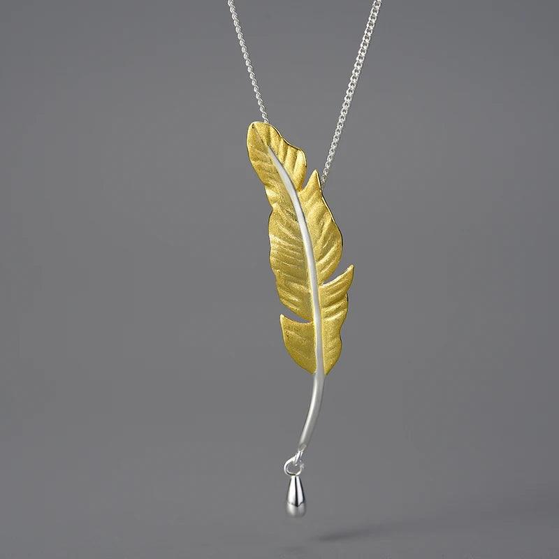 Collier plume gracieuse | Argent 925 détails plaqué Or 18k