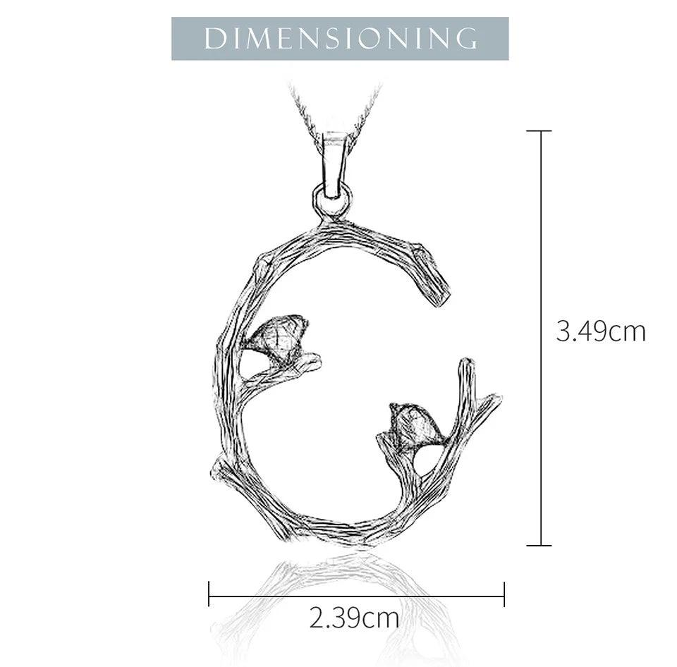 Pendentif les oiseaux perchés | Argent 925 détails plaqué Or 18K