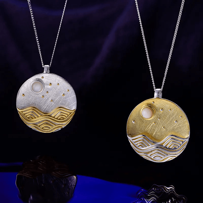 Pendentif nuit d'été | Argent 925 détails plaqué Or 18K