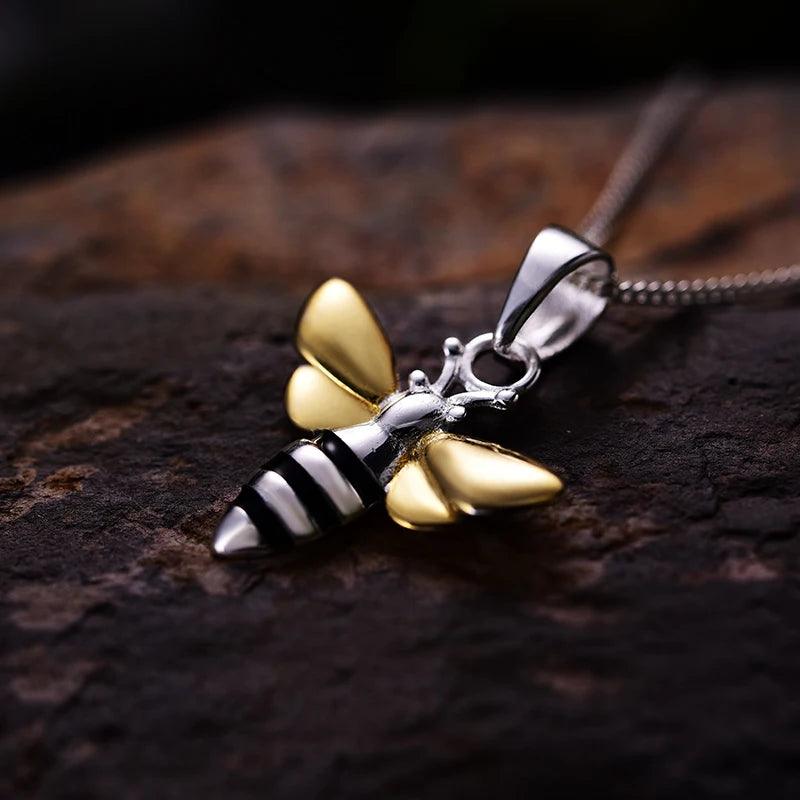 Pendentif reine des abeilles | Argent 925 détails plaqué Or 18K