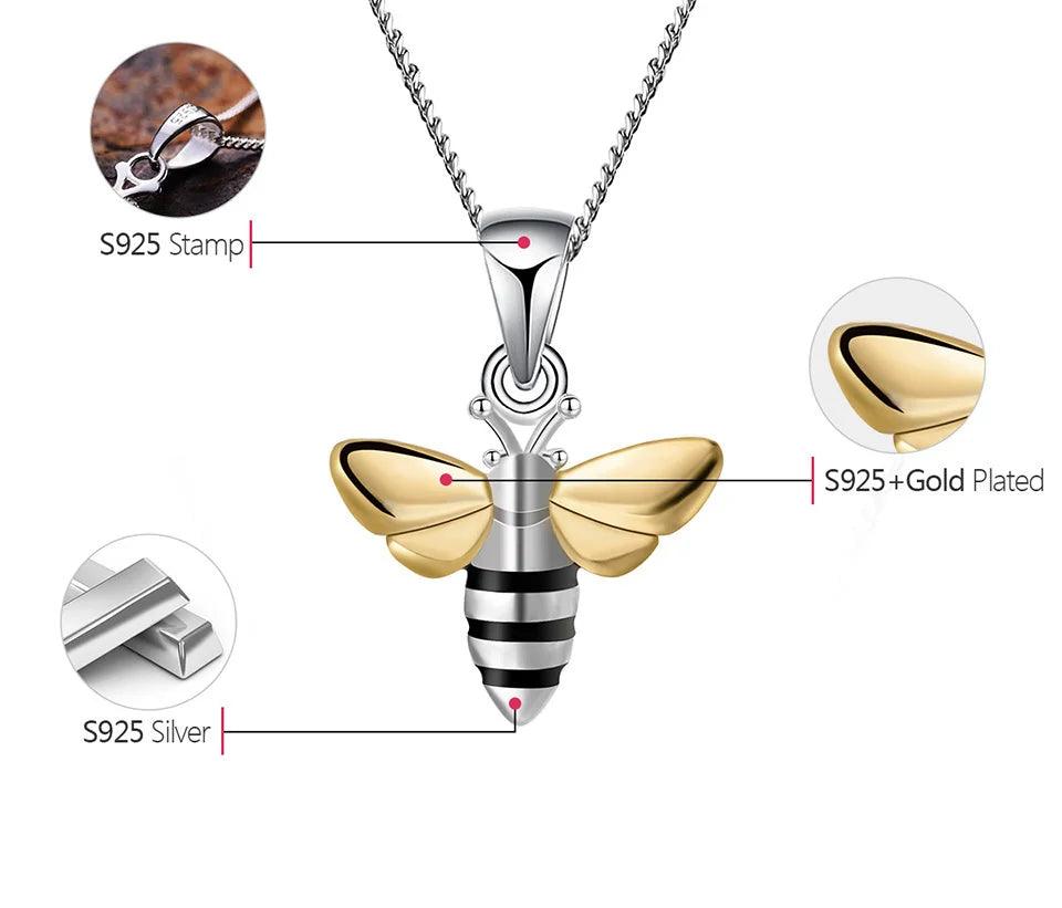 Pendentif reine des abeilles | Argent 925 détails plaqué Or 18K